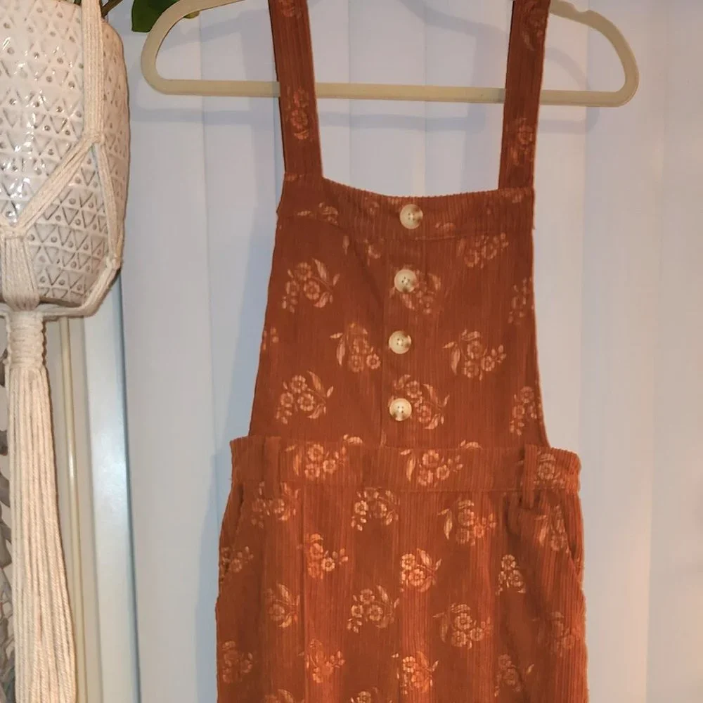 Burnt orange corduroy overalls - Picture 1 of 3